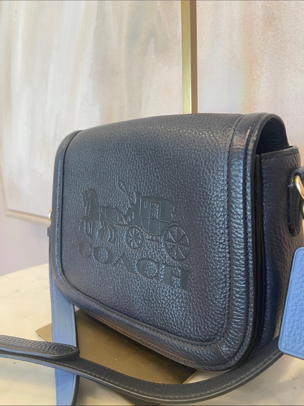 NWOT Coach Saddle Leather Horse & Carriage Crossbody in Blues - Picture 3 of 8
